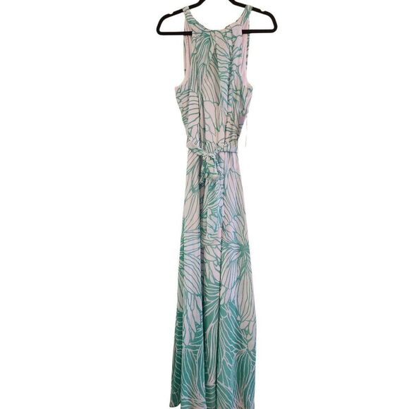 R&K NWT  halter maxi dress size 12 green and white - Picture 2 of 8